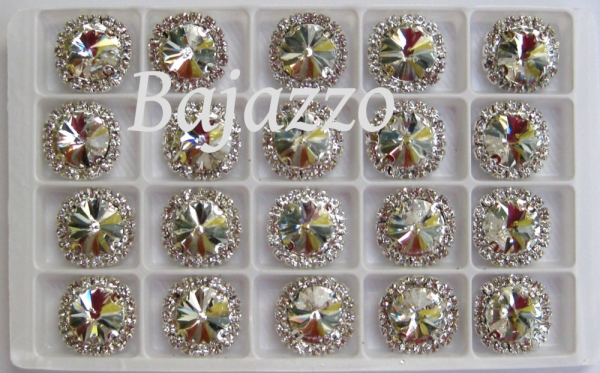 Strass Rund crystal eingefasst 12 mm